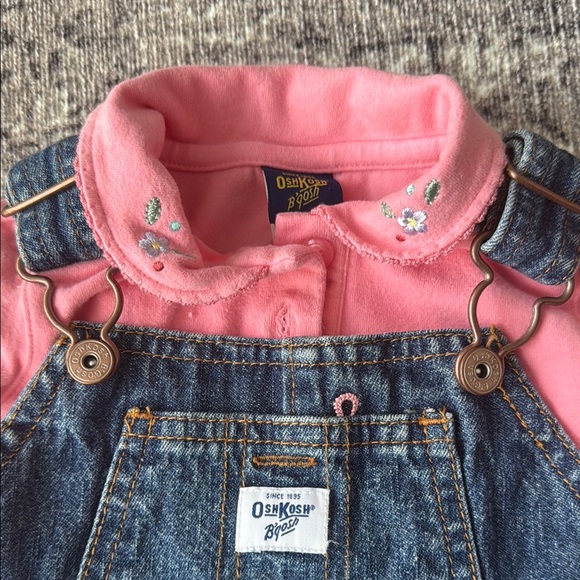 OshKosh B'gosh Vintage Pink Top and Blue Denim Dress Set - Picture 2 of 8